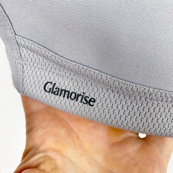 GLAMORISE No Bounce Non-Padded Camisole Sports Bra Gray Pink Camo - Size 36C - Picture 3 of 4